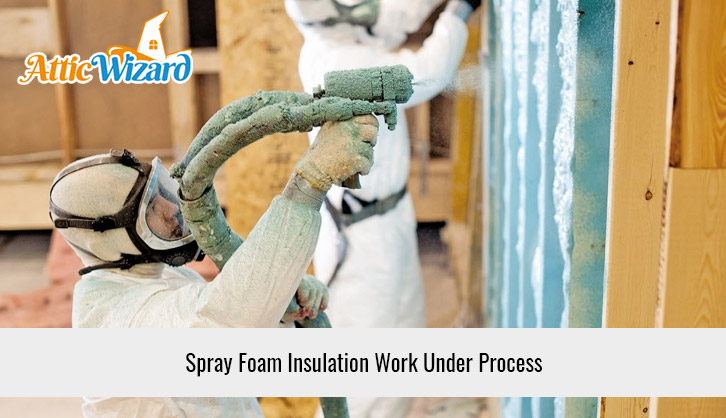 Spray Foam Insulation Work Under Process